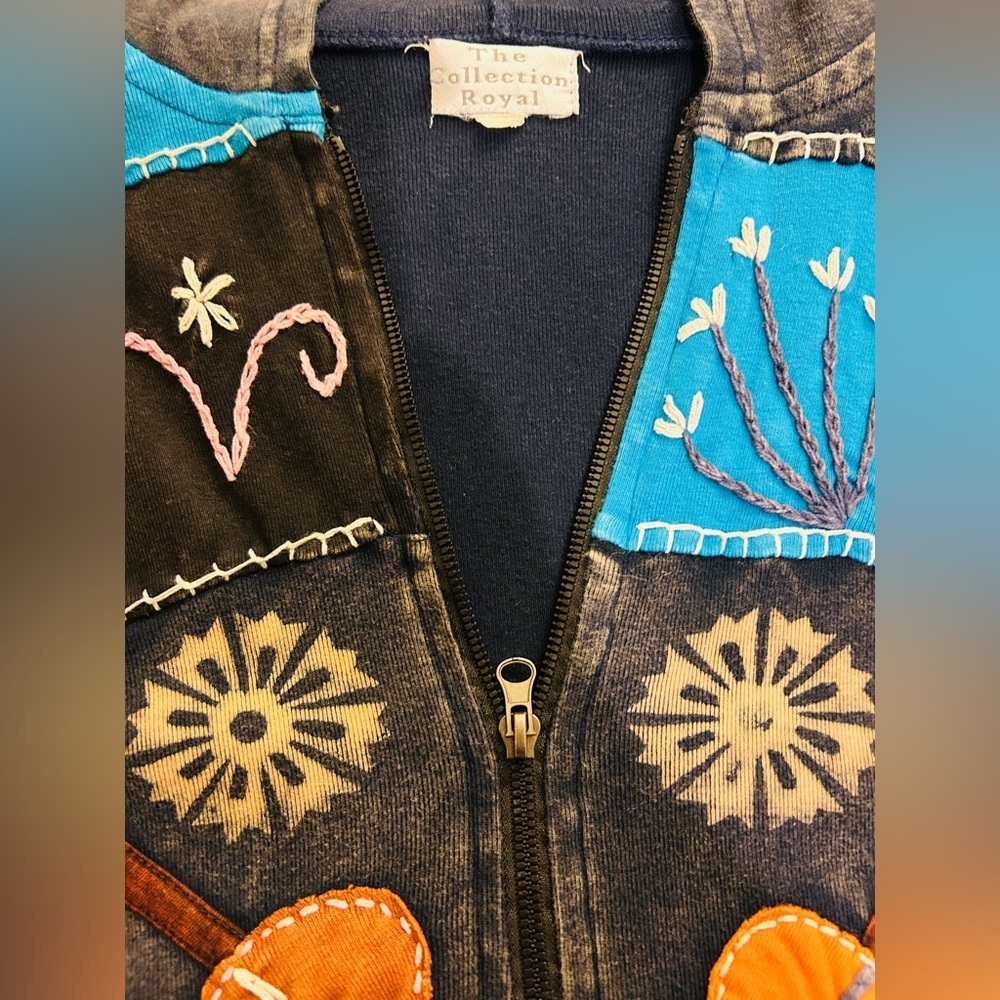 ✨ Artisan Boho Patchwork Jacket | Handcrafted Folk Art | Size Small. - Picture 9 of 11